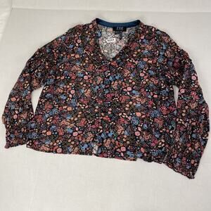 FDJ French Dressing Jeans Blouse Floral Long Sleeve, Buttons, boho cottage L